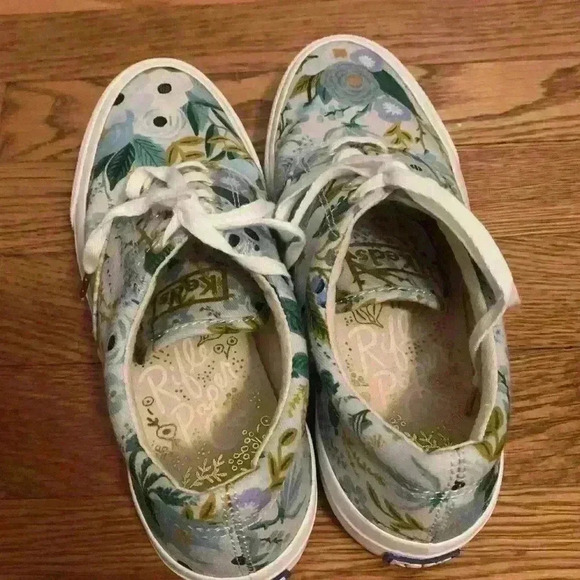 Keds X Rifle Paper Light Blue Garden Party Anchor Sneaker, Womens Size 5.5 - Picture 4 of 14